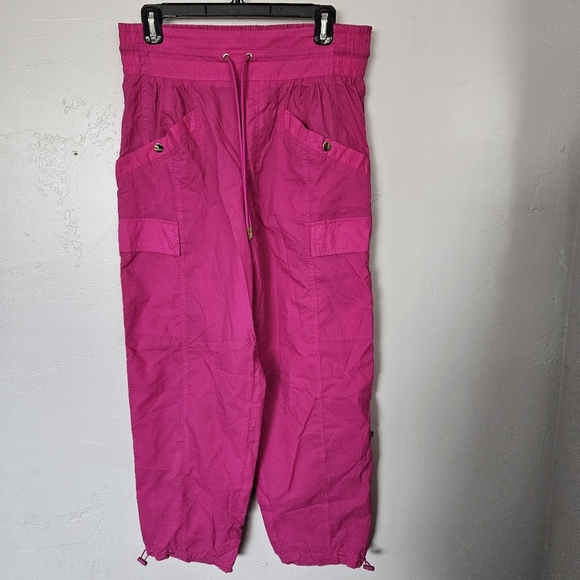 Athleta x Alicia Keys Women's 10 High Waist Utility Pink Track Cargo Pants Nylon - Picture 1 of 9